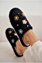 Women's Plush House Slippers Colorful Flower Embroidered Closed Toe Soft Sole Winter Comfortable Slippers Model - 6