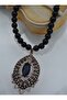Special Design Necklace with Onyx Cord - Black - - 2