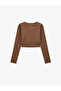 Slim Fit Long Sleeve Crew Neck Crop Sports T-Shirt - 4