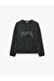 Comfortable Fit Washed Effect Long Sleeve Crew Neck Stoned Sweatshirt