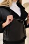 Black Zippered Leather Coat |   F1513 - 4