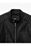 Long Sleeve Shirt Collar Pocket Zipper Faux Leather Jacket - 5
