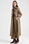 Long Trench Coat with Cape Detail and Bird's Eye Accessories, Water Repellent Feature Vi̇zon 6885 - 3