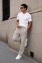 3 Thread Threaded Cotton Oversize Comfortable Pocketed Stone Color Sweatpants - 3