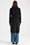 Stitched Detailed Medium Length Mono Closure Coat Black 3186 - 7
