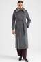Long Coat with Detachable Fur Epaulettes and Cape Detail Dark Grey 3184 - 6