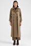 Long Trench Coat with Cape Detail and Bird's Eye Accessories, Water Repellent Feature Vi̇zon 6885 - 6