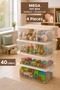 4-Piece Lockable Lid Storage Box - Children's Toy Organizer Baby Room Organizer 40Lt Beige