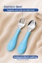 Stainless Steel Fork Spoon Set Switch to Supplementary Food Blue - 2