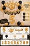 Party 8 Years Old Black Gold Birthday Party Set Number Foil Balloon Crown Happy Banner Balloon Decoration Set 1-9 Years Old - 3