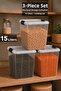 3-Piece 15Lt Deep Elora Storage Box - Multi-Purpose Lockable Lid Organizer Organizer Box Transparent