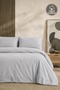 Plain Aura Gray 100% Cotton Poplin Single Duvet Cover Set - 4