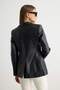 Siyah Suni Deri Fitted/Vücuda Oturan Blazer Ceket TWOAW27BC00036 - 4