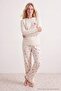 Ecru Fruit Printed Soft Buttoned Winter Waffle Knitted Pajama Set Thmaw27Pt00226 - 4