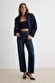 Premium Koyu Mavi Tencel Karışımlı Yüksek Bel Straight Jeans TWOAW27JE00200