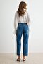 Premium Mavi Az Esnek Yüksek Bel Mom Jeans TWOAW27JE00201 - 7