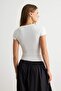 Ekru Fitted/Vücuda Oturan Anahtar Deliği Yaka Crop/Kısa Örme Bluz TWOSS26BZ01109 - 4