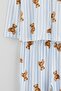 Blue Line and Teddy Bear Patterned Soft Buttoned Knitted Pajama Set Thmaw27Pt00227 - 2