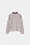 Brown 100% Cotton Tok Fabric Girls' Striped Knitted Sweatshirt Tkdaw27Sw00031 - 7