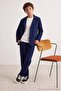 Navy Blue Plain Knitted Bottom - Top Set Tkdss26Au00138