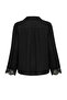Black Cuffed Lace Draped Oversize Shirt Tctaw27Tg00019 - 6