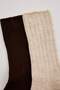 Ecru-Brown 2-Piece Plain Jacquard Knitted Socks Thmaw27Co00024 - 2