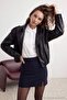 Siyah Yırtmaç Detaylı Dokuma Etek TPRAW23ET00014 - 5