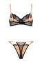 Black Thin Strap 3-Piece Lace Color Block Lingerie Set & Body Thmaw27Cc00022 - 4
