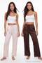 Ecru-Brown 100% Polyester Plain Satin Woven Pajama Bottom Thmaw27Pj00008