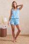 Turquoise 100% Cotton Leisure Fairy Printed Knitted Pajamas Set Thmss26Pt00179 - 3