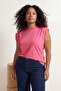 Pink 100% Cotton Padded Look Crew Neck Knitted Oversize T-Shirt Tbbss26Bf00013 - 2