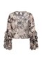 Çok Renkli Soyut Animal Desenli Regular/Normal Kalıp Volanlı Örme Bluz TWOAW27BZ00325 - 3