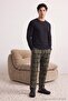 Siyah- Haki Regular Ekose Üst Örme Alt Dokuma Homewear Pijama Takımı TMNAW27PT00048 - 3