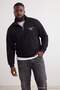 Large Size Black Oversize Fleece Inside Embroidered Zipper High Neck Sweatshirt Tmnaw27Ao00007 - 2