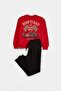 Red Printed Knitted Bottom - Top Set Tkdaw26Au00058
