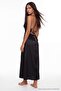 Black 100% Polyester Plain Satin Woven Nightgown Thmaw27Gc00018 - 3