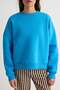Blue Thick Fleece Lined Basic Oversize Crew Neck Knitted Sweatshirt Twoaw27Sw00142 - 3