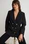 Black Striped Double Breasted Closure Comfortable Fit Blazer Jacket Twoaw27Bc00002