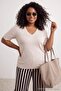 Wardrobe Essentials Bej Mevsimlik İnce Triko Kazak TBBAW27AN00032 - 3