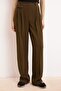 Haki Özel Koleksiyon Dökümlü Wide Leg/Geniş Paça Kumaş Pantolon TWOSS26PL00054 - 2