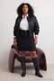 Black Striped Comfort/Medium Stretch Denim Large Size Skirt Tbbaw27Az00014 - 2
