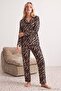 Black Zebra Pattern Soft Buttoned Knitted Pajamas Set Thmaw27Pt00227 - 3