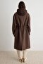 Kahverengi Beli Lastikli Oversize Uzun Trençkot TWOAW27TR00029 - 4