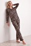 Black Zebra Pattern Soft Buttoned Knitted Pajamas Set Thmaw27Pt00227 - 2