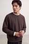 Kahverengi Oversize/Geniş Kesim İçi Polar/Sıcak Tutan Reglan Kol Sweatshirt TMNAW23SW00190 - 4