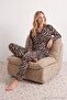 Black Zebra Pattern Soft Buttoned Knitted Pajamas Set Thmaw27Pt00227 - 4
