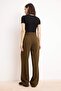 Haki Özel Koleksiyon Dökümlü Wide Leg/Geniş Paça Kumaş Pantolon TWOSS26PL00054 - 4