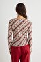 Çok Renkli Çizgili Transparan Fitted/Vücuda Oturan İspanyol Kol Köpük Örme Bluz TWOAW27BZ00282 - 4
