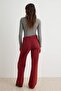 Bordo Yüksek Bel Wide Leg Geniş Paça %100 Pamuk Non-Stretch Jeans TWOSS24JE00140 - 3