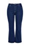 Koyu Mavi Yüksek Bel Flare Yumuşak Ekstra Esneyen Örme Kot/Jeans TBBAW27CJ00025 - 4